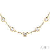 3 Ctw Bezel Set Round Cut Diamond Station Necklace in 14K Yellow Gold