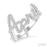 1/4 Ctw'April' Script Name Round Cut Diamond Ring in 10K White Gold