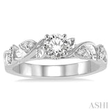 1/3 ctw Diamond Engagement Ring with 1/5 ct Round Cut Center Stone in 14K White Gold
