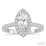 3/4 ctw Diamond Engagement Ring with 1/2 ct Marquise Cut Center Stone in 14K White Gold