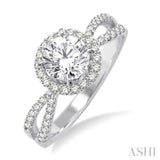 7/8 Ctw Diamond Engagement Ring with 1/2 Ct Round Cut Center Stone in 14K White Gold