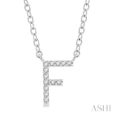 1/20 ctw Initial 'F' Round Cut Diamond Pendant With Chain in 10K White Gold