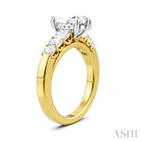 1 Ctw Marquise Shape Emerald and Round Cut Diamond Semi-Mount Engagement Ring in 14K Yellow and White Gold