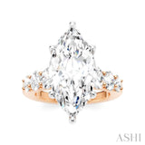 1 1/4 Ctw Marquise Shape Oval and Round Cut Diamond Semi-Mount Engagement Ring in 14K Rose and White Gold