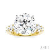1 1/4 Ctw Round Shape Oval and Round Cut Diamond Semi-Mount Engagement Ring in 14K Yellow and White Gold