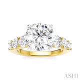 1 1/5 Ctw Round Shape Round Cut Diamond Semi-Mount Engagement Ring in 14K Yellow and White Gold