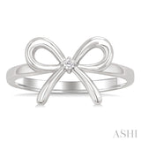 1/50 Ctw Bow Tie Round Cut Diamond Fashion Ring in Sterling Silver