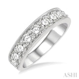 1 1/2 Ctw Round Cut Diamond Wedding Band in 14K White Gold