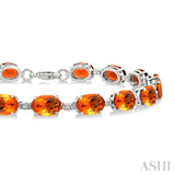 7X5 MM Oval Shape Citrine and 1/10 Ctw Single Cut Diamond Semi-Precious Bracelet in Sterling Silver