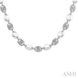 1/4 Ctw Mariner Link Single Cut Diamond Necklace in Sterling Silver