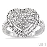 1/20 Ctw Single Cut Diamond Heart Ring in Sterling Silver