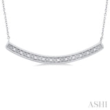 1/20 Ctw Single Cut Diamond Curved Bar Pendant With Chain in Sterling Silver