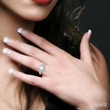 1/3 Ctw Lattice Oval Shape Semi-Mount Round Cut Diamond Engagement Ring in 14K White Gold
