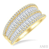 1 1/2 Ctw Baguette and Round Cut Diamond Fashion Band in 14K Yellow Gold