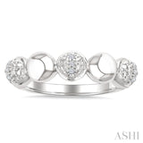 1/20 Ctw Bold Bead Design Single Cut Diamond Fashion Ring in Sterling Silver