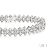 10 Ctw Chevron Link Round Cut Diamond Tennis Bracelet in 14K White Gold