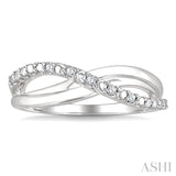 1/20 Ctw Split Criss-Cross Single Cut Diamond Fashion Ring in Sterling Silver