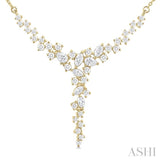 1 Ctw Waterfall Mixed Cut Diamond Scatter Necklace in 14K Yellow Gold