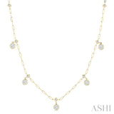 7/8 Ctw Lovebright Princess and Round Cut Diamond Paperclip Station Necklace in 14K Yellow and White Gold