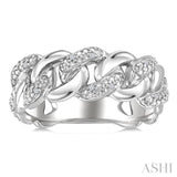 1/20 Ctw Single Cut Diamond Curb & Cuban Ring in Sterling Silver