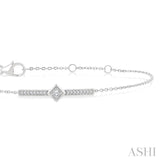 1/10 Ctw Round Cut Diamond Horizontal Bar Fashion Chain Bracelet in 10K White Gold