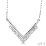 1/5 Ctw 'V' Shape Diamond Necklace in 14K White Gold with Chain