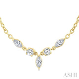1/3 Ctw Marquise & Round Cut Diamond Necklace in 14K Yellow Gold