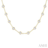 5 Ctw Bezel Set Round Cut Diamond Station Necklace in 14K Yellow Gold