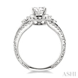 1 Ctw Diamond Engagement Ring with 1/2 Ct Round Cut Center Stone in 14K White Gold