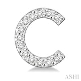 1/10 Ctw Initial 'C' Round Cut Diamond Earrings in 10K White Gold