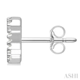 1/10 Ctw Initial 'C' Round Cut Diamond Earrings in 10K White Gold