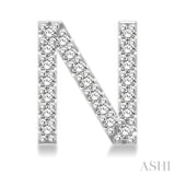 1/8 Ctw Initial 'N' Round Cut Diamond Earrings in 10K White Gold