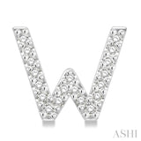 1/8 Ctw Initial 'W' Round Cut Diamond Earrings in 10K White Gold