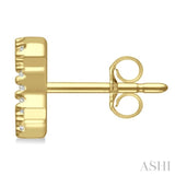 1/10 Ctw Initial 'C' Round Cut Diamond Earrings in 10K Yellow Gold