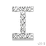1/10 Ctw Initial 'I' Round Cut Diamond Earrings in 10K White Gold