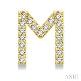1/8 Ctw Initial 'M' Round Cut Diamond Earrings in 10K Yellow Gold
