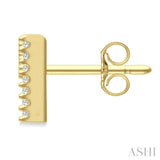 1/8 Ctw Initial 'M' Round Cut Diamond Earrings in 10K Yellow Gold