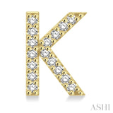 1/10 Ctw Initial 'K' Round Cut Diamond Earrings in 10K Yellow Gold