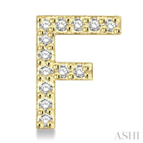 1/10 Ctw Initial 'F' Round Cut Diamond Earrings in 10K Yellow Gold