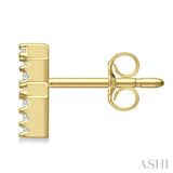 1/10 Ctw Initial 'F' Round Cut Diamond Earrings in 10K Yellow Gold