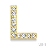1/10 Ctw Initial 'L' Round Cut Diamond Earrings in 10K Yellow Gold