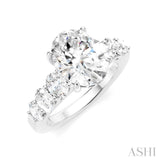 1 1/4 Ctw Oval Shape Oval and Round Cut Diamond Semi-Mount Engagement Ring in 14K White Gold