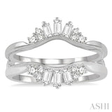 1/2 Ctw Curved Center Baguette Tower and Round Cut Diamond Insert Ring in 14K White Gold