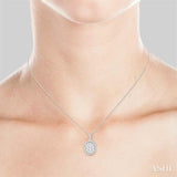 2 Ctw Oval Shape Diamond Lovebright Pendant in 14K White Gold with Chain