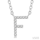 1/20 Ctw Initial 'F' Round Cut Diamond Pendant With Chain in 10K White Gold