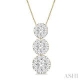 1/3 Ctw Lovebright 3 stone Essential Round Cut Diamond Pendant with Chain in 14K Yellow and White Gold