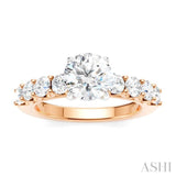 7/8 Ctw Round Shape Round Cut Diamond Semi-Mount Engagement Ring in 14K Rose and White Gold