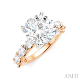 1 1/3 Ctw Round Shape Oval and Round Cut Diamond Semi-Mount Engagement Ring in 14K Rose and White Gold