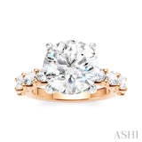 1 1/3 Ctw Round Shape Oval and Round Cut Diamond Semi-Mount Engagement Ring in 14K Rose and White Gold