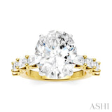 1 1/3 Ctw Oval Shape Emerald and Round Cut Diamond Semi-Mount Engagement Ring in 14K Yellow and White Gold